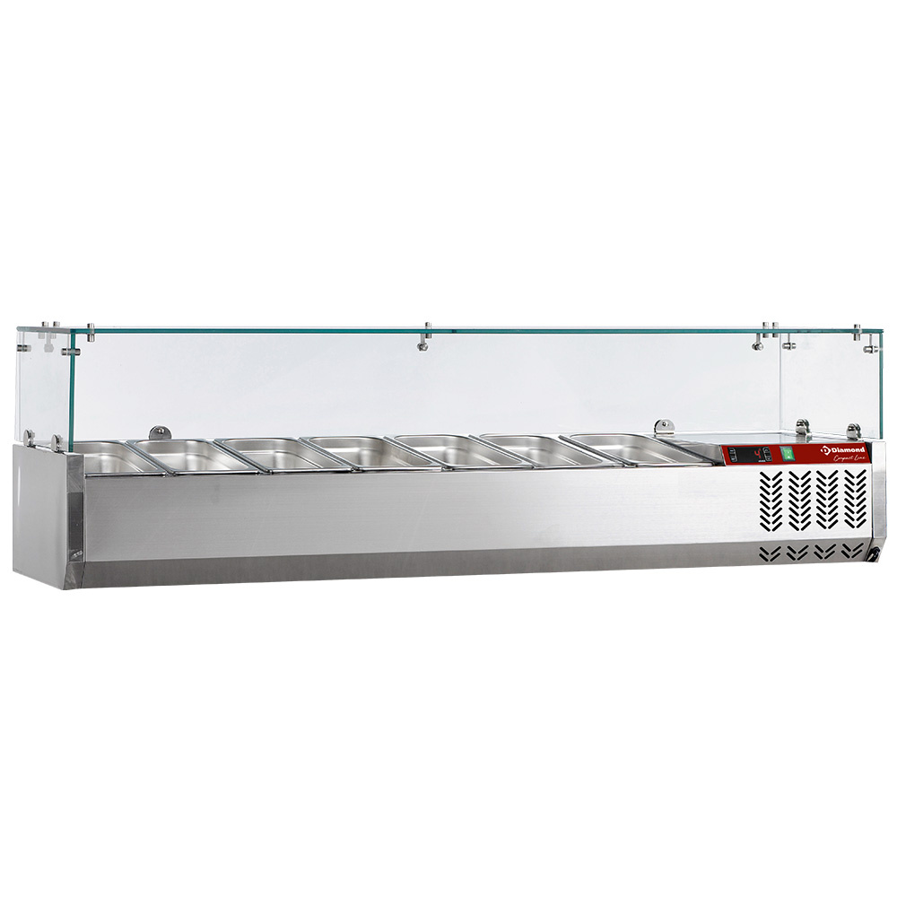 REFRIGERATED STRUCTURE   7X GN 1/4 - 150 MM  WITH SNEEZEGUARD  SX160/DV-R6