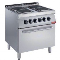 ELECTRIC STOVE, 4 SQUARED PLATES WITH ELECTRIC OVEN GN 2/1   E17/4PQF8-230/3--N 