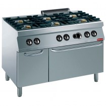 STOVE WITH 6 BURNERS, GAS OVEN GN 2/1, NEUTRAL CUPBOARD    G17/6BFA12-N