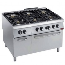 COOKER 6 BURNERS  POWER + GAS OVEN GN 2/1, NEUTRAL CUPBOARD   G22/6BFA12PW-N