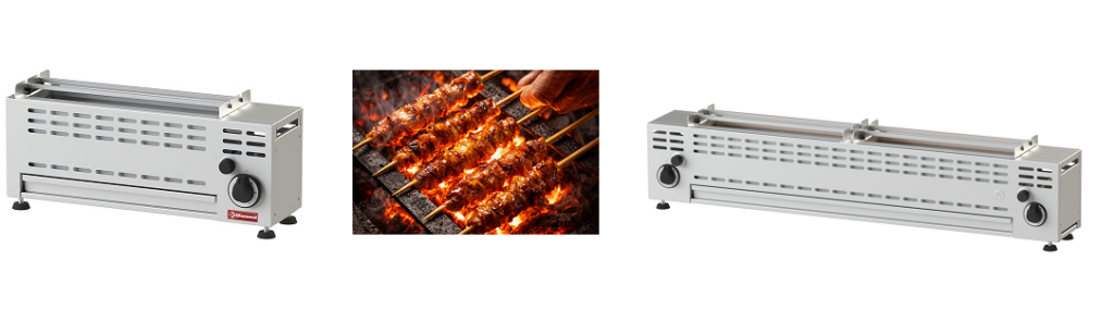 Yakitori gril na špízy masa a zeleniny