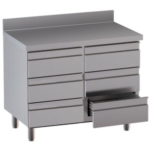 WORK TABLE WITH 6 DRAWERS + REAR UPSTAND TACS107D-SA8