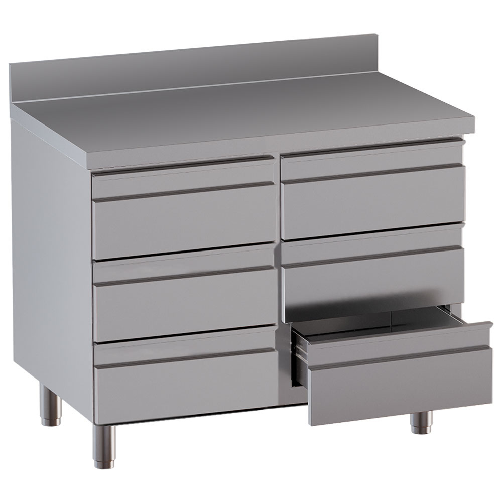 001_TACS107D-SA8-big WORK TABLE WITH 6 DRAWERS + REAR UPSTAND TACS107D-SA8